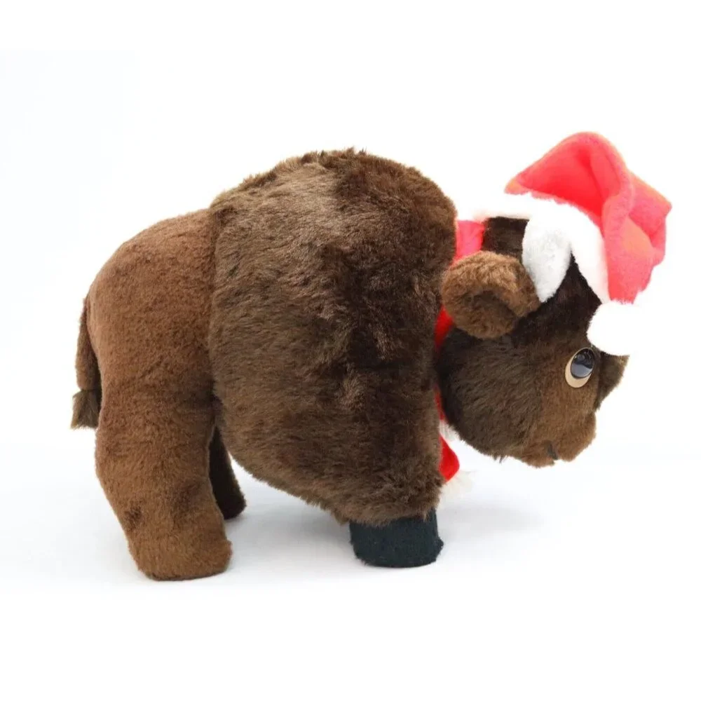 Animal Fair Buffalo Plush‎ Vintage 1970’s Kleinhans Santa Hat Christmas NY Retro